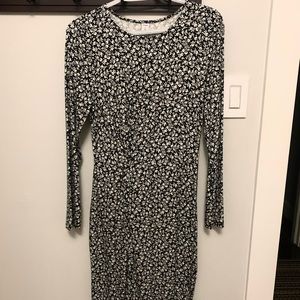 Black and White Floral Jersey Dress